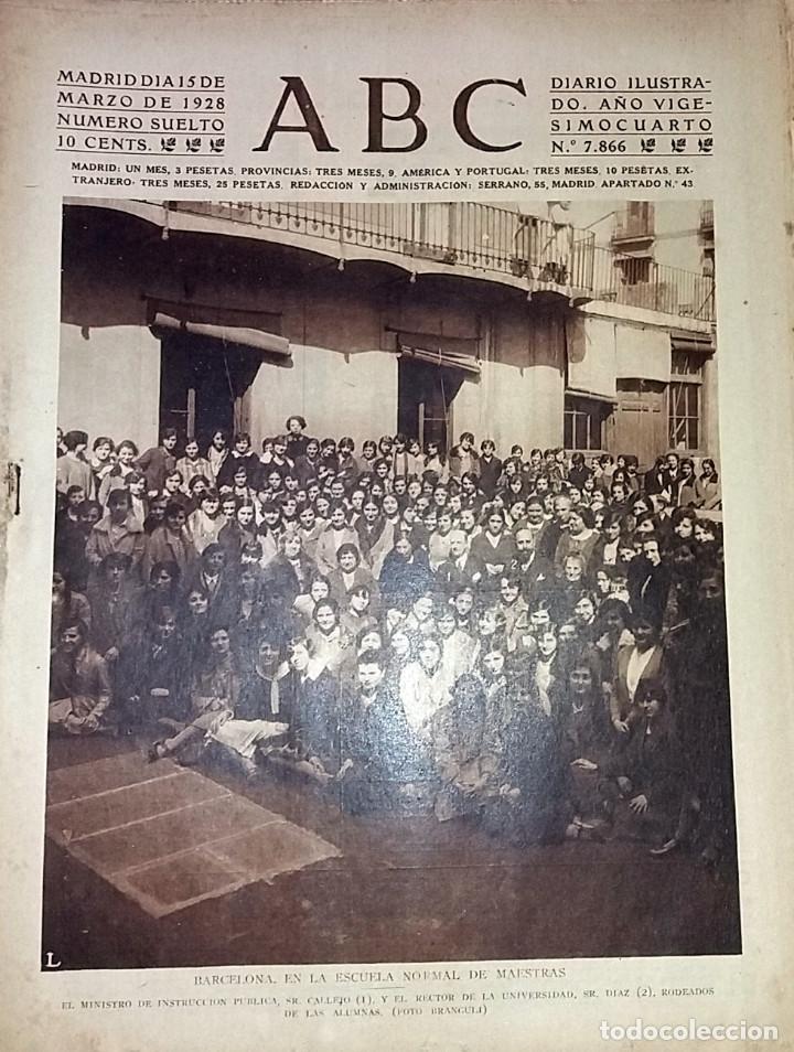 Coleccionismo de revistas y peri&oacute;dicos: N&ordm; 7866 ABC 15 MARZO 1928. ESCUELA NORMAL MAESTRAS BARCELONA - TETUAN EMBAJADOR FRANCIA