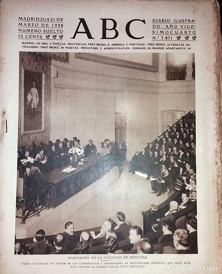 Coleccionismo de revistas y peri&oacute;dicos: N&ordm; 7871 ABC 21 MARZO 1928. FACULTAD MEDICINA BARCELONA - ACCIDENTE AVION STINSON