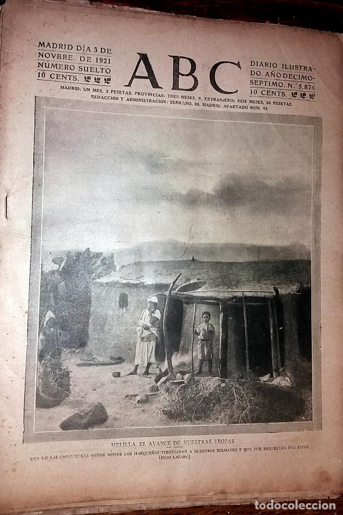 Coleccionismo de revistas y peri&oacute;dicos: N&ordm; 5874 ABC 3 NOVIEMBRE 1921. MELILLA - GUERRA MARRUECOS