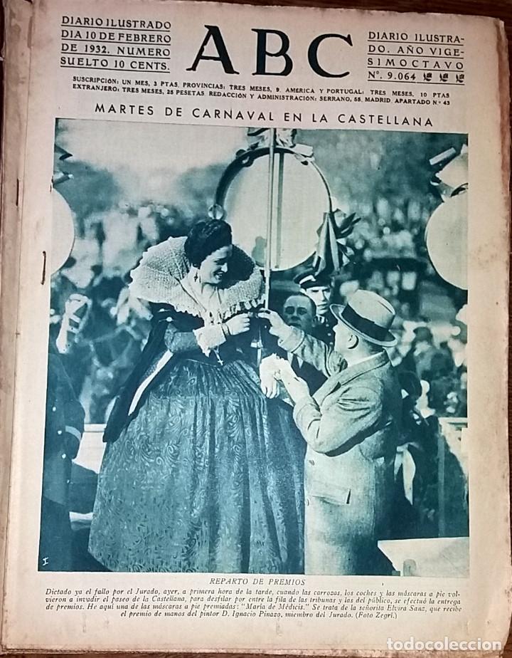 Collectionnisme de Revues et Journaux: N&ordm; 9064 ABC 10 FEBRERO 1932. MARTES DE CARNAVAL - ASALTO EN DOMICILIO