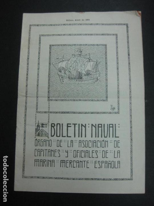 Collezionismo di Riviste e Giornali: BOLETIN NAVAL NUM. 389. BILBAO ABRIL DE 1931. ASOCIACION DE CAPITANES Y OFICIALES MARINA MERCANTE.