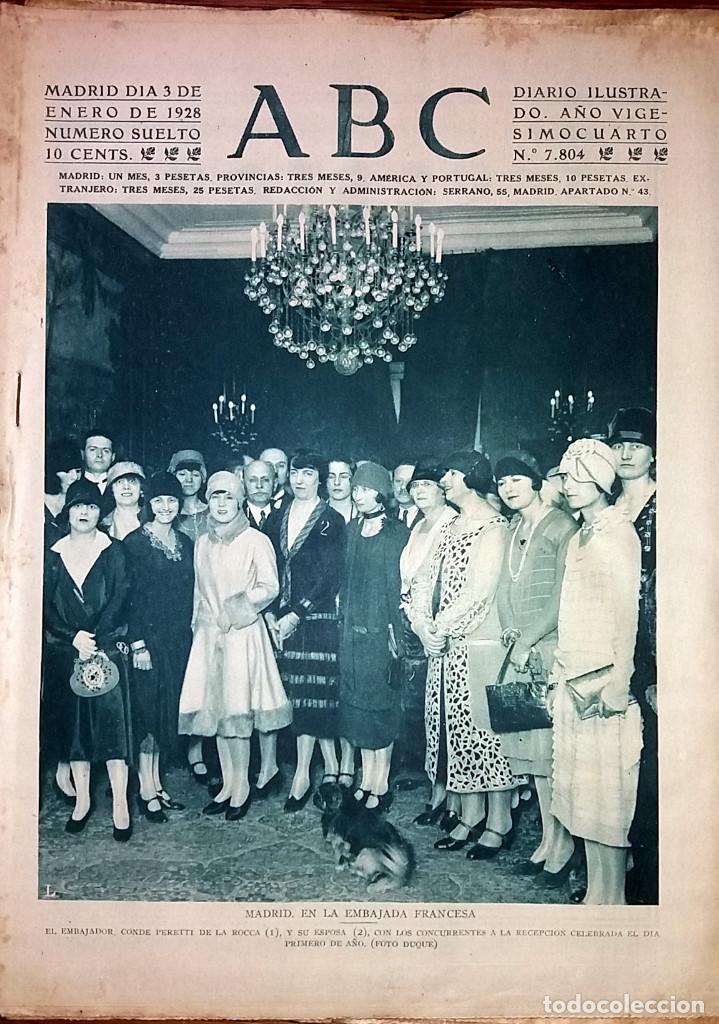 Collectionnisme de Revues et Journaux: N&ordm; 7804 ABC 3 ENERO 1928. EMBAJADORES FRANCESES - INUNDACIONES EN LARACHE