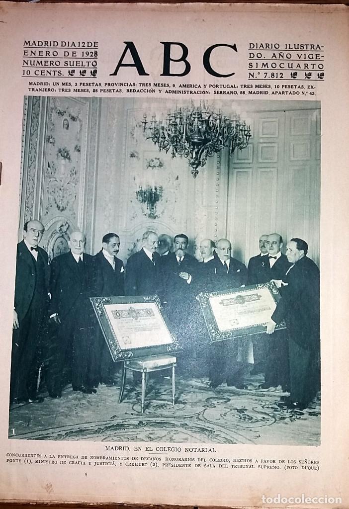 Coleccionismo de revistas y peri&oacute;dicos: N&ordm; 7812 ABC 12 ENERO 1928. COLEGIO NOTARIAL MADRID - AVIACION MILITAR EN GETAFE