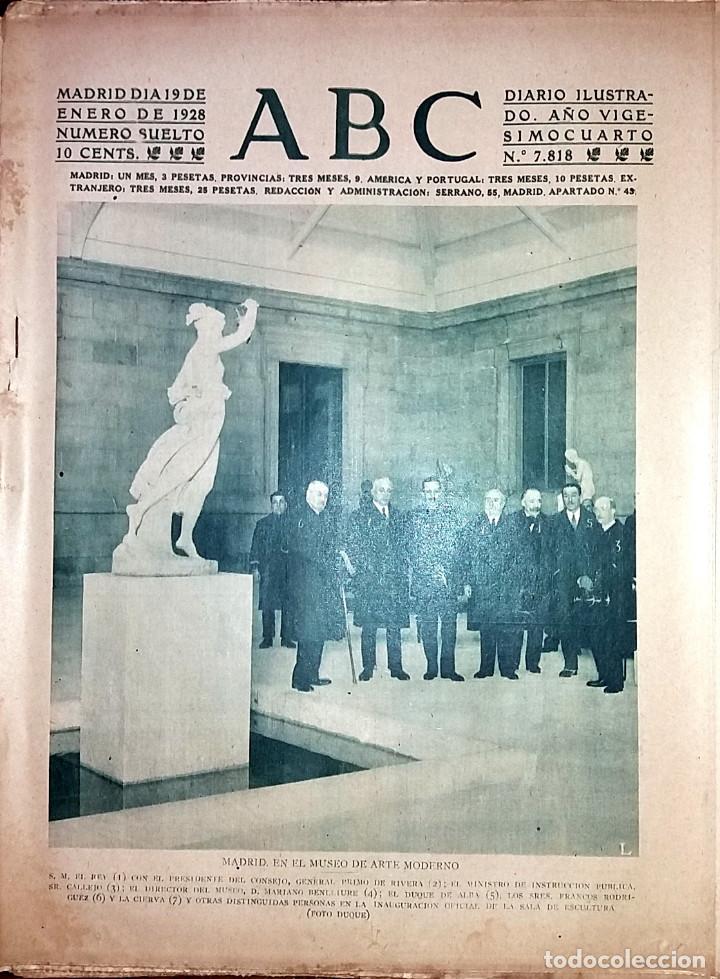 Coleccionismo de revistas y peri&oacute;dicos: N&ordm; 7818 ABC 19 ENERO 1928. MADRID ARTE MODERNO, INSTITUTO OFTALMICO, BELLAS ARTES - SEVILLA POBRES