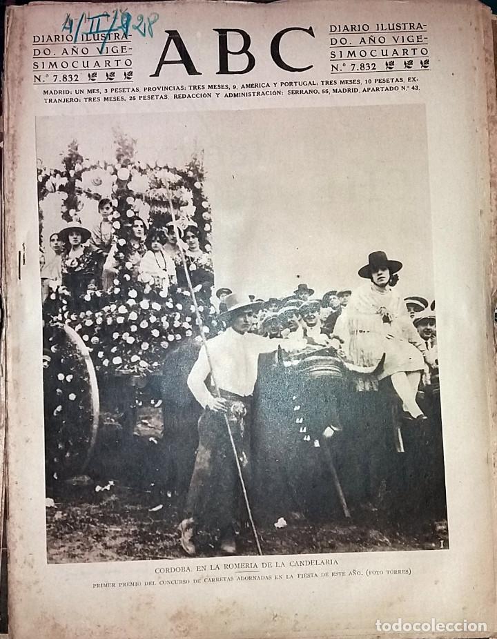 Collectionnisme de Revues et Journaux: N&ordm; 7832 ABC 4 FEBRERO 1928. ROMERIA CANDELARIA CORDOBA - TEATRO ALKAZAR