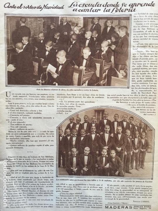 Sammeln von Zeitschriften und Zeitungen: SORTEO NAVIDAD 1928.LA ESCUELA DONDE SE APRENDE A CANTAR LA LOTERIA