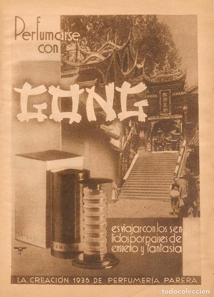 Coleccionismo de revistas y peri&oacute;dicos: Publicidad cosm&eacute;tica perfume: perfumarse con GONG de Perfumer&iacute;a Parera - 1935