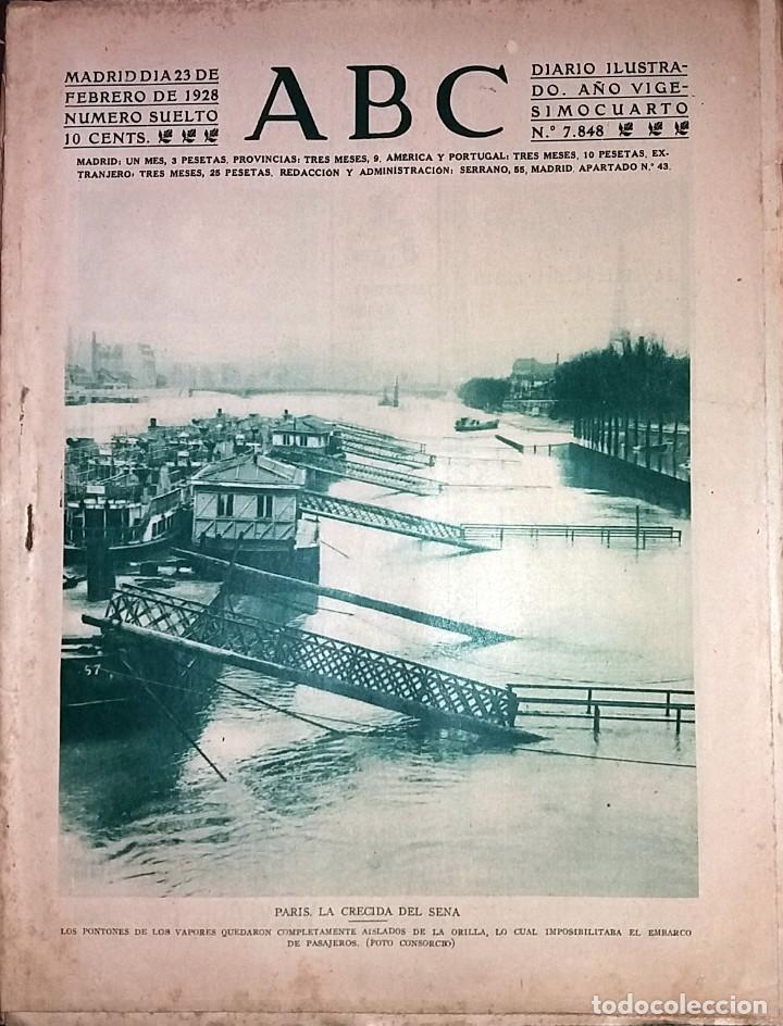 Coleccionismo de revistas y peri&oacute;dicos: N&ordm; 7848 ABC 23 FEBRERO 1928. PARIS LA CRECIDA DEL RIO SENA - FUTBOL BILBAO BARCELONA