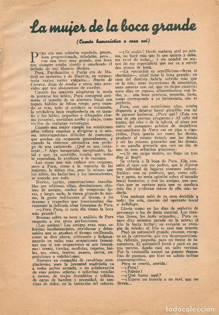 Colecionismo de Revistas e Jornais: La mujer de boca grande: cuento humor&iacute;stico o cosa as&iacute; / Le&oacute;n Villan&uacute;a; dibujo Pedro S&aacute;nchez  - 1936