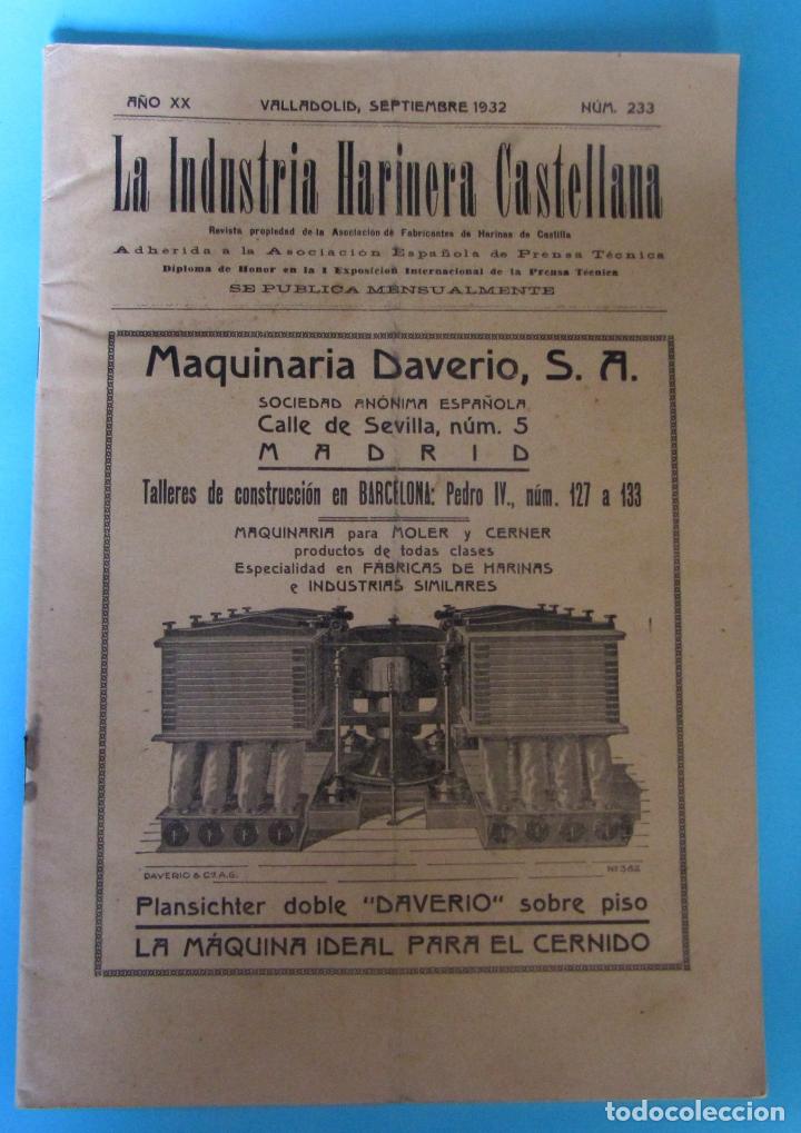 Collection Magazines and Newspapers: LA INDUSTRIA HARINERA CASTELLANA. A&Ntilde;O XX. VALLADOLID, SEPTIEMBRE 1932. N&Uacute;M 233.