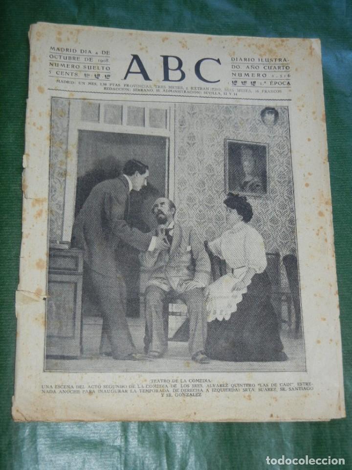 Coleccionismo de revistas y peri&oacute;dicos: PERIODICO ABC - 4 OCTUBRE 1908 NUMERO 1216