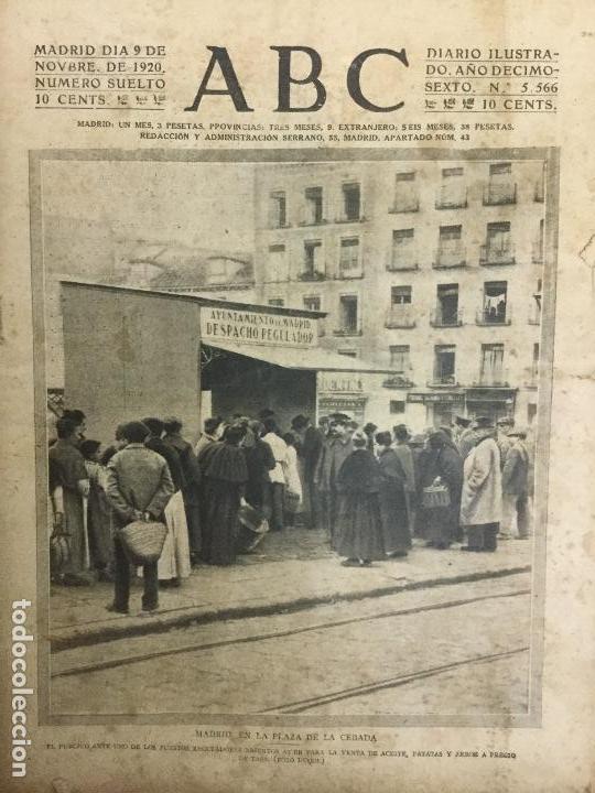 Coleccionismo de revistas y peri&oacute;dicos: DIARIO A.B.C A&Ntilde;O 1920.MADRID PLAZA CEBADA.VALLADOLID ACADEMIA DE CABALLERIA