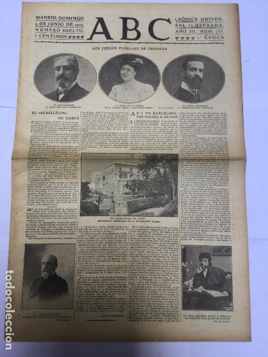Coleccionismo de Revistas y Peri&oacute;dicos: ABC DIARIO A&Ntilde;O 1907.JUEGOS FLORALES GRANADA.LA MAESTRA M&Aacute;S JOVEN DE ESPA&Ntilde;A
