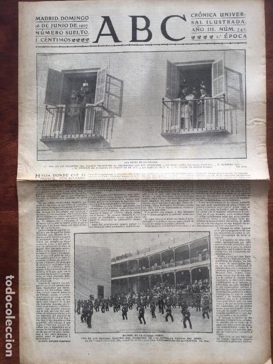 Coleccionismo de Revistas y Peri&oacute;dicos: ABC DIARIO A&Ntilde;O 1907.ALFONSO XIII EN LA GRANJA BATALL&Oacute;N INFANTIL DEL ASILO DE SANTA CRISTINA MADRID
