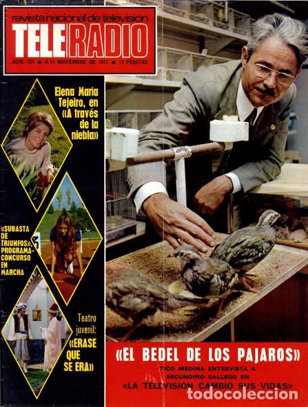 Sammeln von Zeitschriften und Zeitungen: Teleradio. Revista Tele Radio n. 724. 08/11/1971. Elena Mar&iacute;a Tejeiro. Secundino Gallego. Sumario.