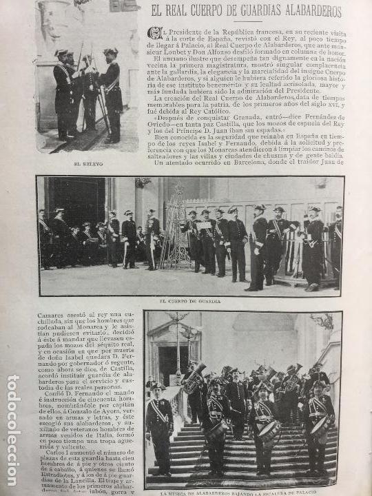 Collectionnisme de Revues et Journaux: REAL CUERPO DE GUARDIAS ALABARDEROS.MADRID.2 HOJAS REVISTA 1905