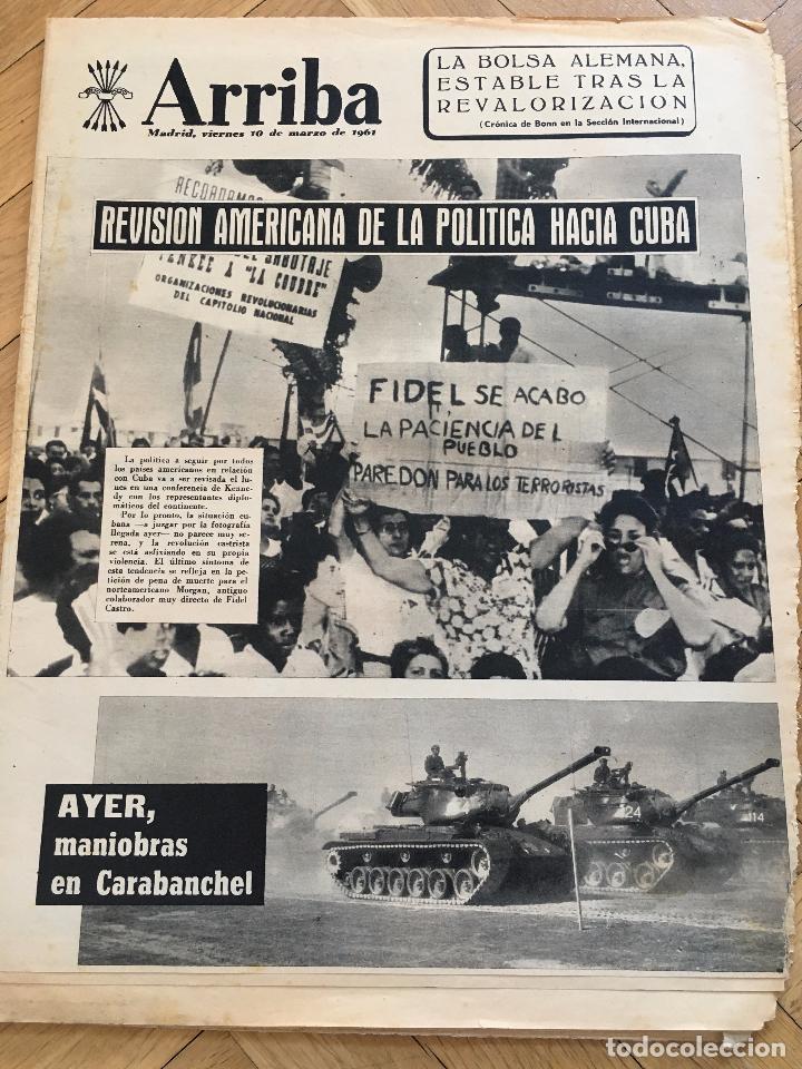 Coleccionismo de revistas y peri&oacute;dicos: ARRIBA 10 MARZO 1961 EEUU CUBA FIDEL DIVISION 11 CARABANCHEL BILBAO JEREZ DE LA FRONTERA FALLAS