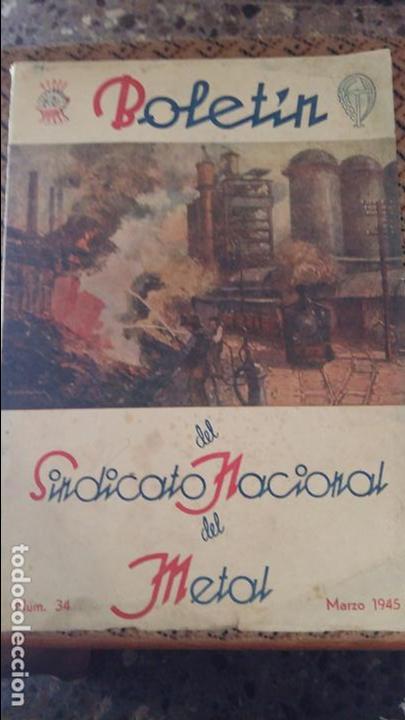 Coleccionismo de revistas y peri&oacute;dicos: BOLETIN DEL SINDICATO NACIONAL DEL METAL. N&ordm; 34 MARZO 1945. PUBLICIDAD.VER FOTOS