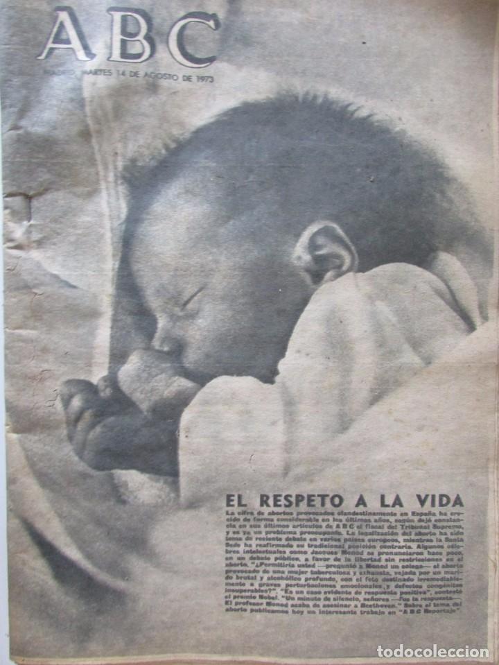Coleccionismo de Revistas y Peri&oacute;dicos: PERIODICO DIARIO ABC 14 DE AGOSTO DE 1973. ABORTO, MARLENE DIETRICH