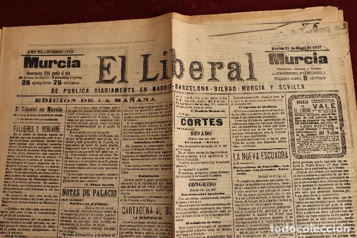 Collection Magazines and Newspapers: DIARIO EL LIBERAL N&ordm; 1732, MURCIA 1907, 21 DE MAYO