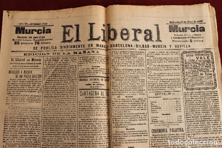 Sammeln von Zeitschriften und Zeitungen: DIARIO EL LIBERAL N&ordm; 1726, MURCIA 1907, 15 DE MAYO