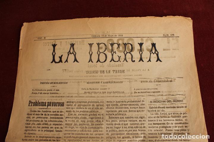 Collezionismo di Riviste e Giornali: LA IBERIA DIARIO DE LA TARDE, N&ordm; 559, ORIHUELA 19 MAYO DE 1909, ALICANTE