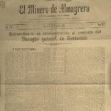 Coleccionismo de Revistas y Periódicos: EL MINERO DE ALMAGRERA EXTRAORDINARIO DESAGÜE DE HERRERIAS CUEVAS DEL ALMANZORA 1894 ALMERIA