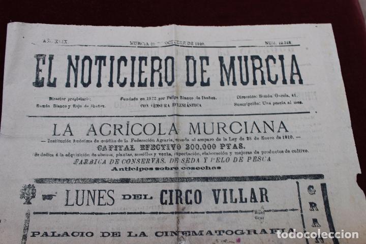 Coleccionismo de revistas y peri&oacute;dicos: EL NOTICIERO DE MURCIA N&ordm; 10522, MURCIA 25 OCTUBRE DE 1920