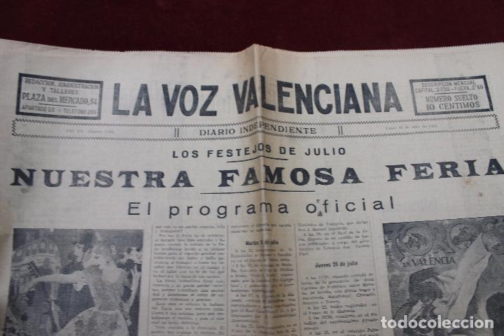 Collezionismo di Riviste e Giornali: LA VOZ VALENCIANA N&ordm; 3466, VALENCIA JULIO 1928, LOS FESTEJOS NUESTRA FAMOSA FERIA, PROGRAMA OFICIAL