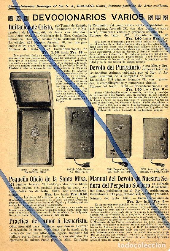 Coleccionismo de Revistas y Peri&oacute;dicos: DEVOCIONARIOS 1913 FAMILIA CRISTIANA HOJA REVISTA