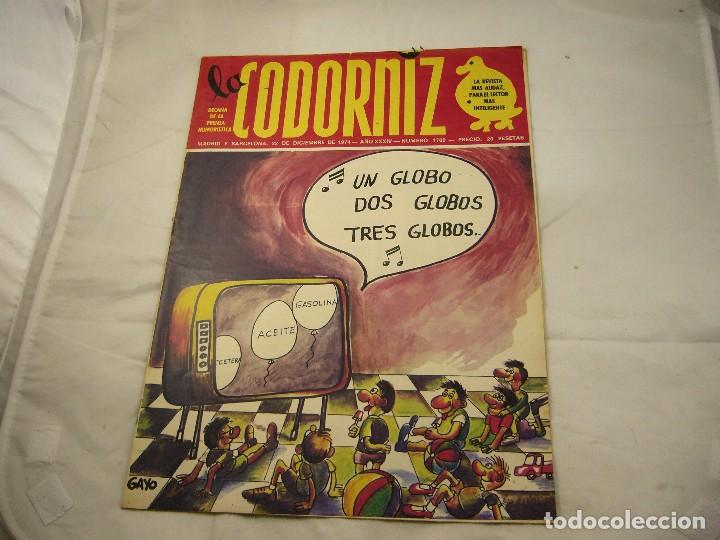 Coleccionismo de Revistas y Peri&oacute;dicos: REVISTA LA CODORNIZ N&ordm; 1709 22 DE DICIEMBRE 1974