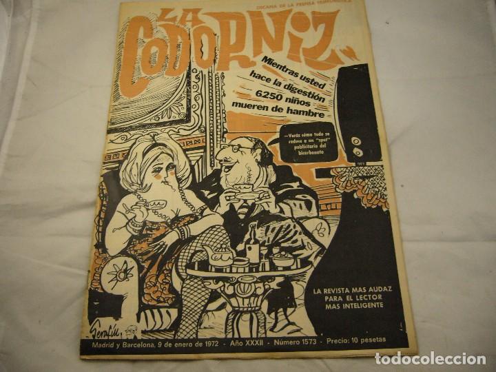 Coleccionismo de Revistas y Peri&oacute;dicos: LA CODORNIZ . N&ordm; 1573 ( 9 - ENERO - 1972 )