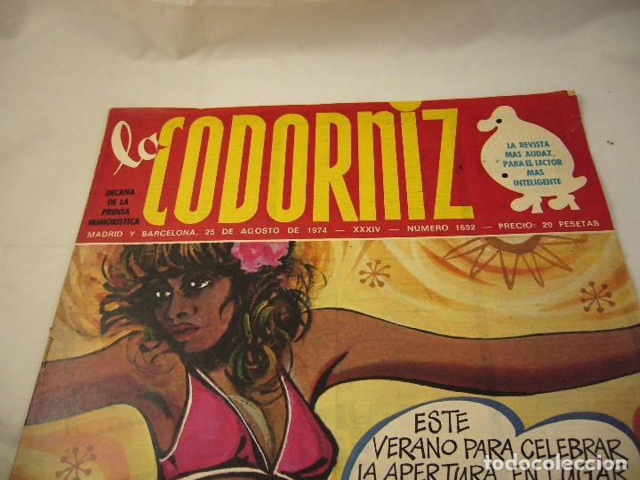 Coleccionismo de Revistas y Peri&oacute;dicos: REVISTA LA CODORNIZ N&ordm; 1692 25 DE AGOSTO DE 1974