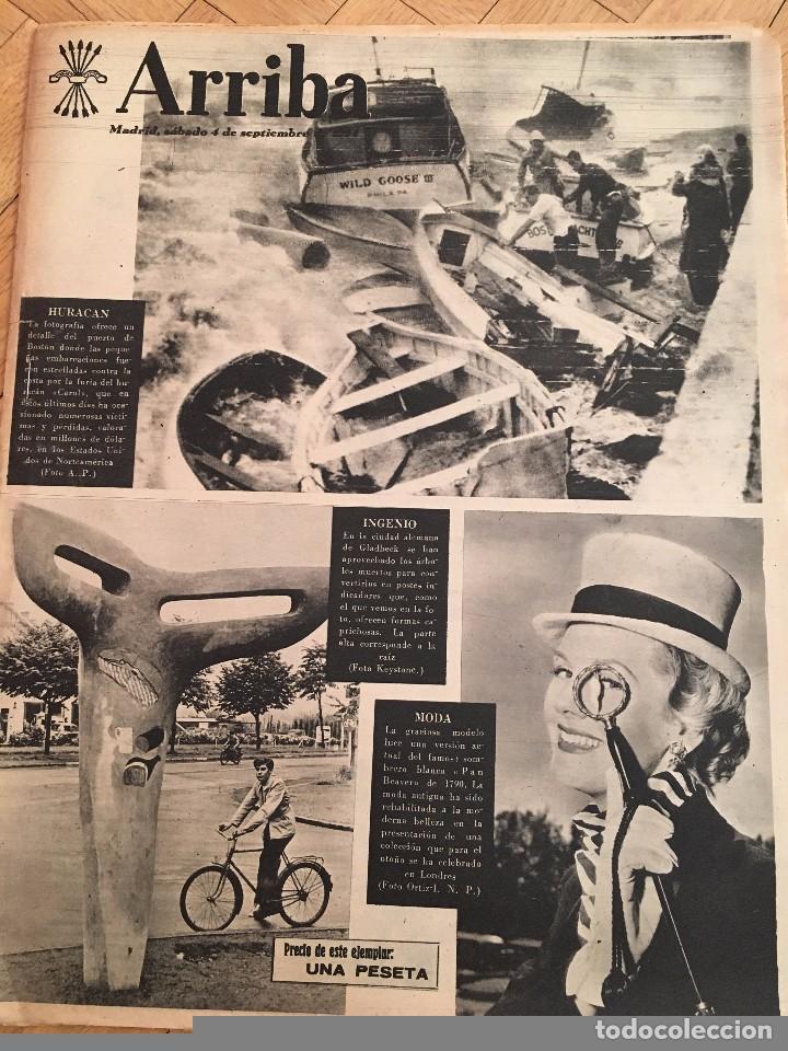 Coleccionismo de revistas y peri&oacute;dicos: ARRIBA (4-9-1954) HURACAN CAROL GLADBECK CONCHA ESPINA MERCADO MADRE&Ntilde;AS OVIEDO ZARAGOZA EL PILAR