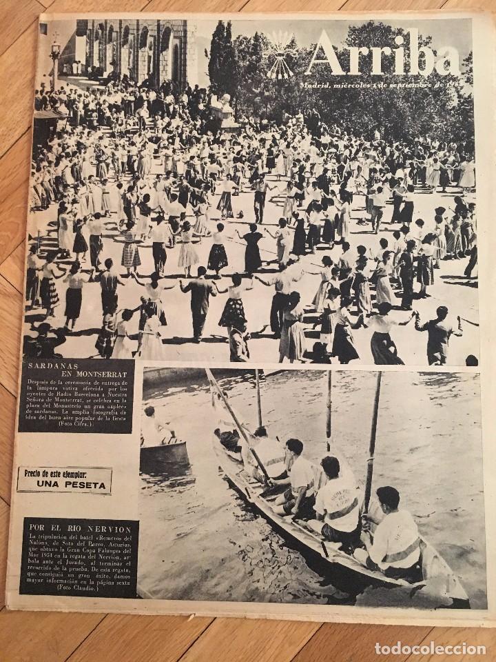 Coleccionismo de revistas y peri&oacute;dicos: ARRIBA (1-9-1954) SARDANAS EN MONTSERRAT RIO NERVION LEQUERICA GOFFIN ITURBI CUGAT MANOLO VAZQUEZ