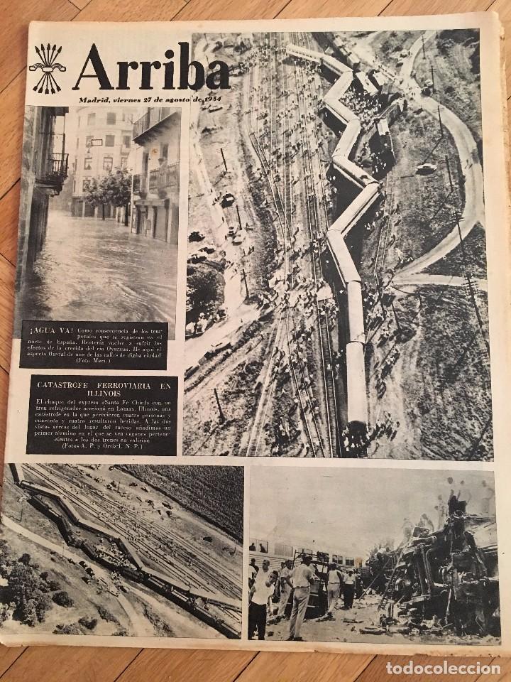 Sammeln von Zeitschriften und Zeitungen: ARRIBA (27-8-1954)CATASTROFE FERROVIARIA ILLINOIS RENTERIA CRISTO DE LAS AGUAS LAS VENTAS LA GIRALDA