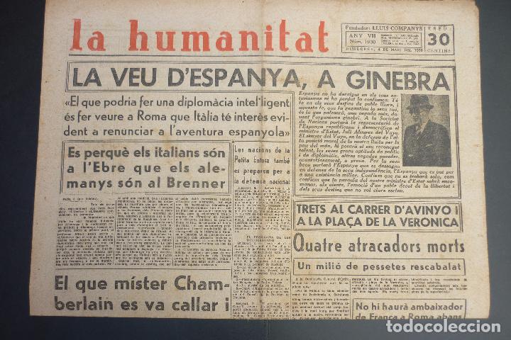 Coleccionismo de revistas y peri&oacute;dicos: LA HUMANITAT - 4-5-1938 - LA VEU D&acute; ESPANYA A GINEBRA