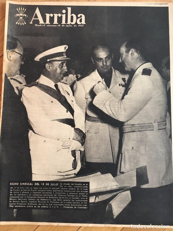Sammeln von Zeitschriften und Zeitungen: ARRIBA (19-7-1957) FRANCO SIGNO SINDICAL DEL 18 JULIO JOSE SOLIS ANQUETIL BARCELONA BOTAFOGO CARACAS