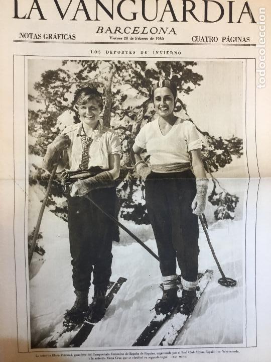 Coleccionismo de revistas y peri&oacute;dicos: La Vanguardia. 4 p. 28/2/1930. Elena Potestad ganadora campeonato Espa&ntilde;a esquies y Elena Cruz,
