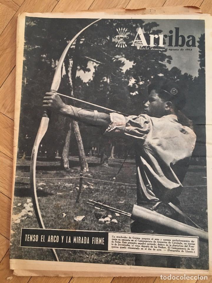 Coleccionismo de revistas y peri&oacute;dicos: ARRIBA (5-8-1962) CAMPAMENTO COVALEDA CARDENAL COUSSA FRAGA TENOR VENDRELL SAN CAYETANO PEGASO