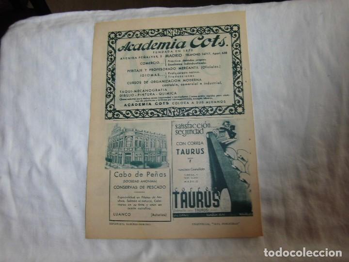 Coleccionismo de Revistas y Peri&oacute;dicos: CABO DE PE&Ntilde;AS CONSERVAS DE PESCADO LUANCO,CORREAS TAURUS,COTS HOJA DE REVISTA BLANCO Y NEGRO 1934