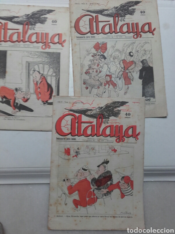 Coleccionismo de revistas y peri&oacute;dicos: ATALAYA. SEMANARIO A&Ntilde;OS 40. NUMEROS 14, 15, 16.