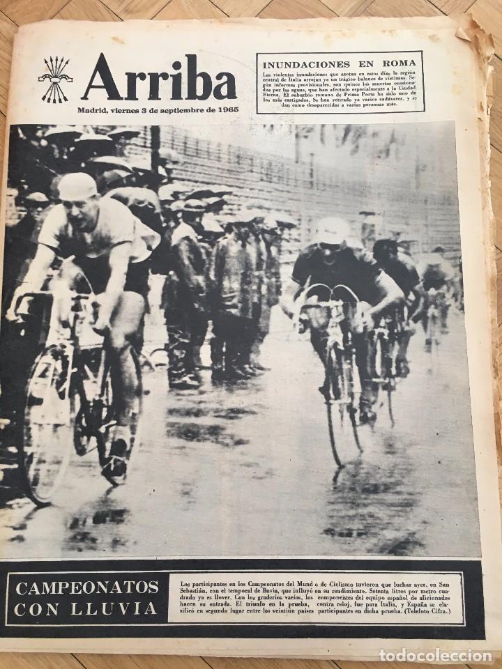 Coleccionismo de revistas y peri&oacute;dicos: ARRIBA (3-9-1965) ROMA CAMPEONATOS CICLISMO SAN SEBASTIAN ATLETICO MADRID FESTIVAL SANTANDER