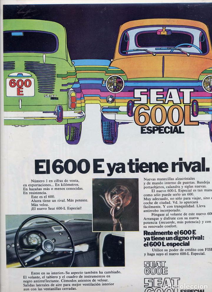 Coleccionismo de revistas y peri&oacute;dicos: SEAT 600 ESPECIAL 1972 HOJA REVISTA
