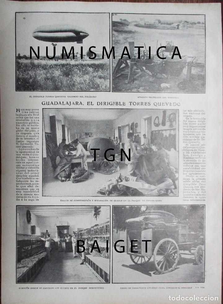 Coleccionismo de Revistas y Peri&oacute;dicos: GUADALAJARA 1908. DIRIGIBLE TORRES QUEVEDO. HOJA DE LA REVISTA: ACTUALIDADES.