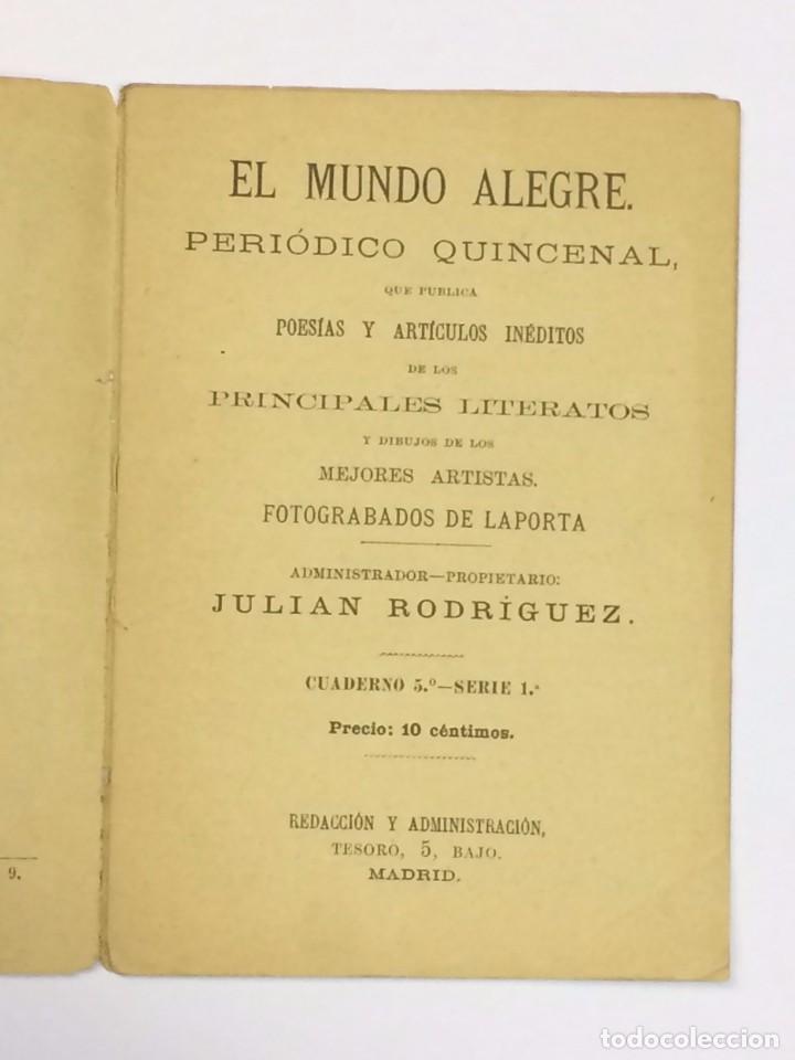 Collectionnisme de Revues et Journaux: A&Ntilde;O 1890- EL MUNDO ALEGRE PERI&Oacute;DICO QUINCENAL CUADERNO 5 POES&Iacute;AS Y ART&Iacute;CULOS IN&Eacute;DITOS LITERATURA