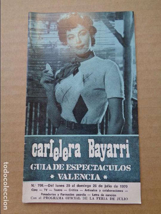 Coleccionismo de Revistas y Peri&oacute;dicos: Cartelera de cine Bayarri - AVA GARDNER - 1970 - PORTADA COLOR AZUL - RARA