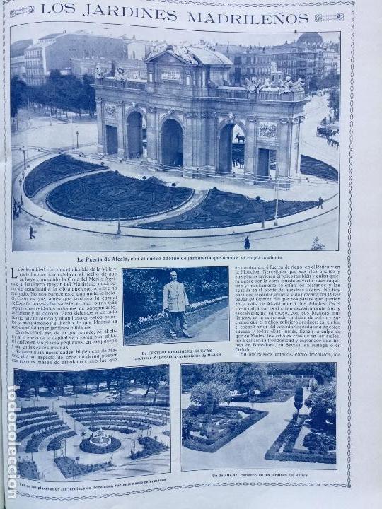 Colecionismo de Revistas e Jornais: LOS JARDINES MADRILE&Ntilde;OS MADRID 2 HOJAS REVISTA 1915 RECOLETOS RETIRO ISABEL II ALCAL&Aacute;