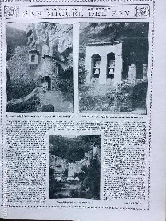Colecionismo de Revistas e Jornais: SANT MIQUEL DEL FAY .HOJA REVISTA A&Ntilde;O 1915..UN TEMPLO BAJO LAS ROCAS .CAMPANARIO