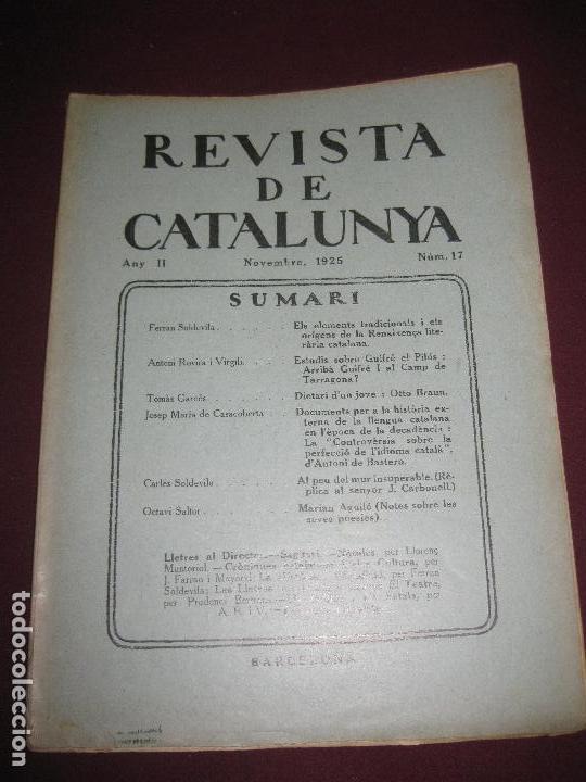 Sammeln von Zeitschriften und Zeitungen: REVISTA DE CATALUNYA N&ordm; 17. NOVEMBRE 1925. DIRECTOR : ANTONI ROVIRA VIRGILI.